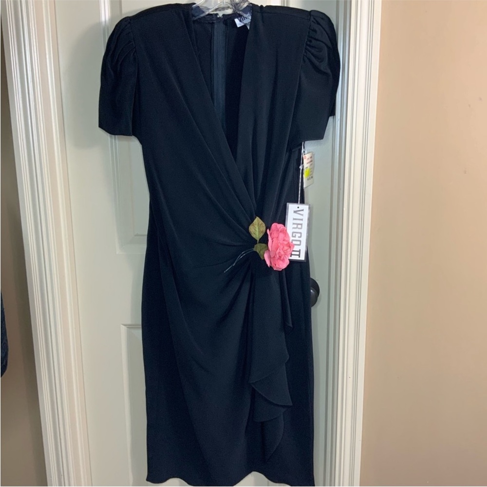 Virgo ll Dress Black Rose Pink Short Sleeve #G